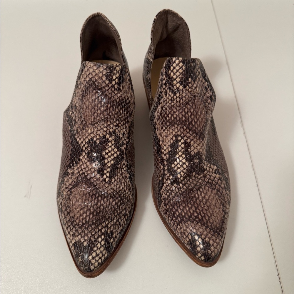 Chinese Laundry Women's Snake-Print Pointed Toe Slip-On Booties - Brown
